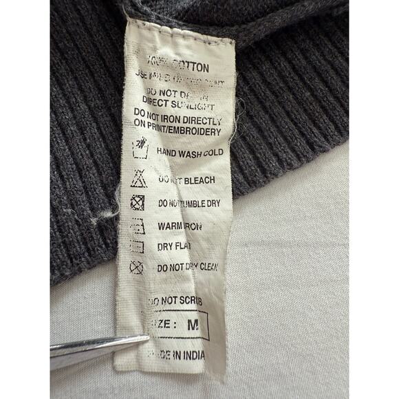 Stile Benetton Unisex Sweater Gray Blue White‎ Size MED 100% Cotton - Picture 10 of 10